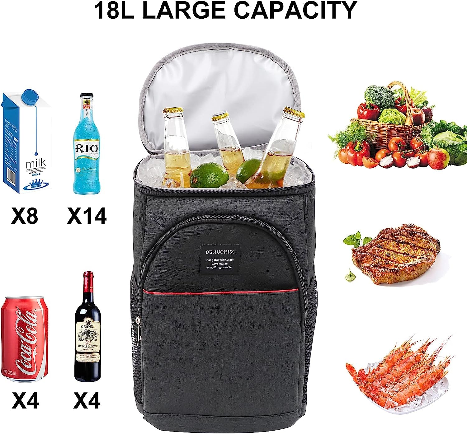 Cooler Backpack 18L Leakproof Insulated Large Capacity Lunch Cooler for Men Women to Picnics Camping